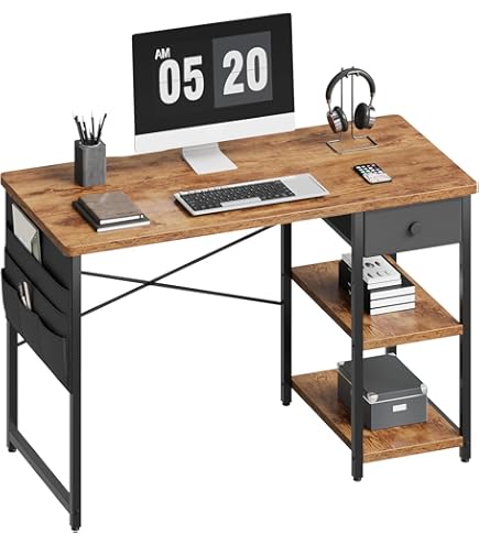 机　パソコンデスクラック付き Amazon | ZXD 机 pcデスク ラック付き 幅100cm×奥行45cm パソコン