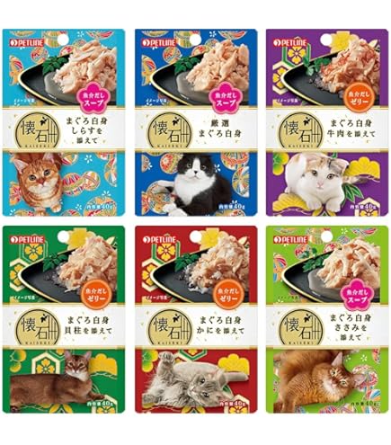 Amazon.co.jp: 懐石レトルト キャットフード 魚介だしゼリー 40g 4種×4