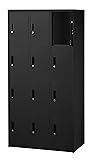 スチールロッカー 12人用 オフィス 更衣室 鍵付き 3列 4段 （ブラック）