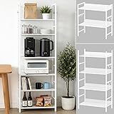 【6段＝2段+4段分離使用可】キッチンラック 棚 オープンラック YDH 6段 オープンシェルフ キッチン 棚 本棚 スチールフレーム おしゃれ プラスチック 大容量 収納棚 ウッドラック スリム キッチンシェルフ リビング 組立簡単 収納ラック 幅60×奥行30×高さ175cm フック4個付き（ホワイト）