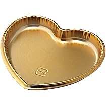 Amazon | ハート型ケーキトレー ゴールド 内寸74×67×10H㎜ 外寸80×75