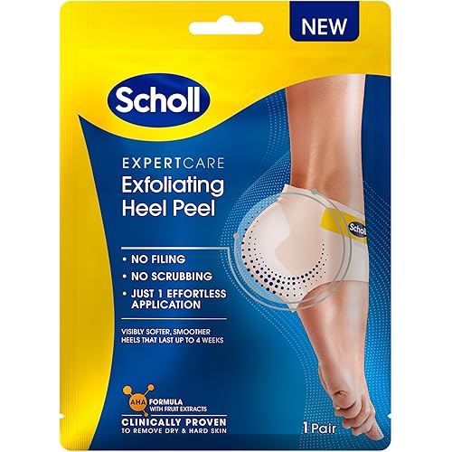 Scholl ExpertCare Heel Peel – Exfoliating Foot Mask for Dry, Cracked Heels, Removes Dead Skin & Calluses, AHA Fruit Extracts,