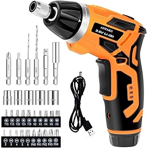 電動ドライバー Antaku 電動ドリル 32本ビット 3.6V 2000mAh大容量 正逆転切り替え トルク調整可 L…