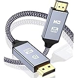 4K DisplayPort to HDMI Cable 1M, DP to HDMI Male Video UHD 1440P/2K@120Hz,4K@30 Nylon DP to HDTV Uni-Directional Cord for Del