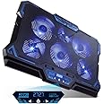 KEYNICE ノートパソコン冷却パッド 冷却ファン 冷却台 6つ冷却ファン LEDディスプレイ搭載 温度/ファン速度表示 ノートPCクーラー pc冷却スタンド 2つUSBポート 静音 滑り止め付き 風量調節 17インチ型までのPC/Macbook/