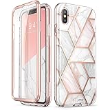 i-BLASON iPhoneXS/iPhoneX ケース スマホケース iPhone バンパー 液晶内置フィルム付き 全面保護 背面 カバー [Cosmo Series] マーブル)