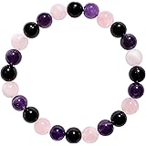Zenergy Gems Charged Natural Gemstone Crystal 8mm Bead Bracelet + Selenite Charging Heart [Included]