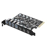 Farboko 7ポート USB 3.2 Gen 2 PCI Express (PCIe) 拡張カード 10 Gbps (4 Type-Aおよび3 Type-Cポート), PCデスクトップ用PCIe USBマザーボードカード, 外部電源不要