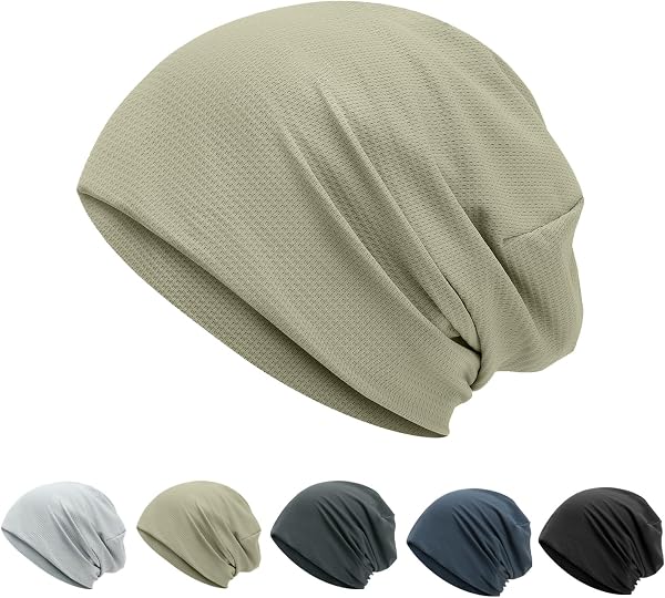 OMKUY Knit Hat, Men's, Cool Feel, Summer Knit Hat, Thin, Cool, Night Cap, Double Layer, Beanie, Spring, Summer, Autumn, Sleeping Hat, Care Hat, Medical Hat, Flexible, Antibacterial, Odor Resistant - 1