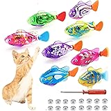 6pcsロボフィッシュ 猫 おもちゃストレス解消 ペット用品 水泳ロボット魚のおもちゃ ロボット 動く 光る LEDライト 犬 猫 ストレス解消 運動不足解消