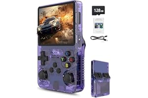 R36s Retro Gaming Console 3.5 Inch 21000+ Games Retro Handheld Game Console, Video Game Console with Dual Stylem Linux/Garlic Supports & Dual 3D Joysticks -128G -Purple