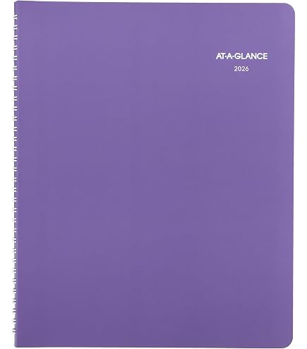 AT-A-GLANCE 2025 Monthly Planner - 15-Month, Large 9x11", Red Faux Leather, Ink Resistant Paper