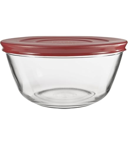 Amazon | Anchor Hocking クラシックガラス食品保存容器 蓋付き レッド