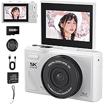 デジカメ 5K録画 7500万画素 Wi-Fi機能 180度回転可能ディスプレイ Amazon | 7500万画素・5K動画撮影 デジタルカメラ 18倍ズーム