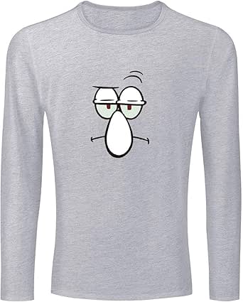 スポンジ ボブ キャラ イカルド フェイス イラスト Tシャツ 長袖 メンズ 服 大きいサイズ 丸首トップス おしゃれ カットソー スポーツ 丸襟 プリント 柔らかい Tシャツ カットソー 通販 Amazon