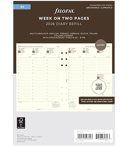 A5 2025年用スケジュール帳リフィル3点セット firofax Amazon.co.jp: ファイロファックス システム手帳 リフィル 2025年 1月