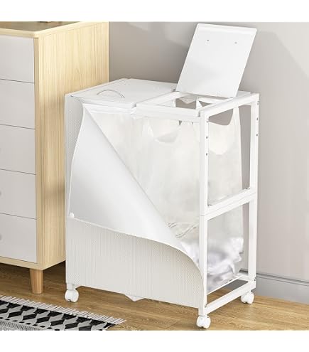 tower ホワイト 分別ゴミ箱 キャスター付き Amazon｜分別ダストワゴン 2分別 ホワイト 約W34.5×D30×H53cm タワー