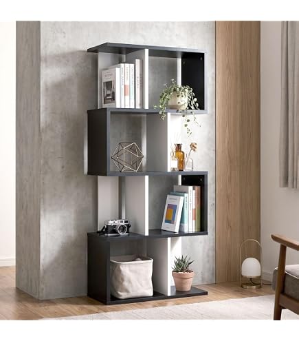 Amazon | スリムガラスラック 幅80×奥行36×高さ120cm 4段 ブラック 