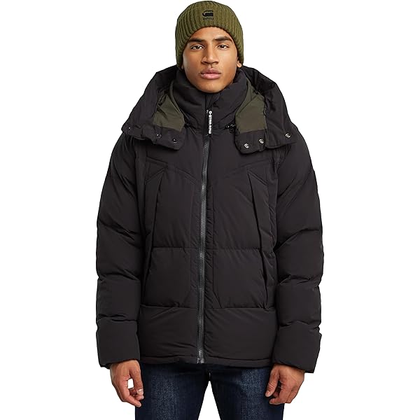 Amazon | [ジースターロゥ] メンズ アウター 中綿ジャケット 撥水 黒