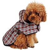 PAWZ Road ドッグウェア 犬服 レインコート 犬 猫 小型犬 中型犬 防水 梅雨対策 通気性よい 洗える 着脱簡単 チェック柄 かわいい S