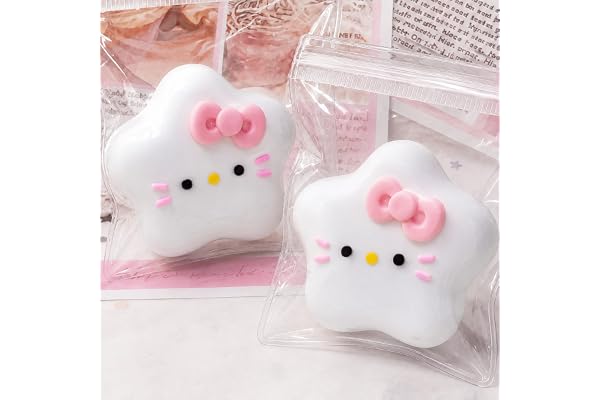 CHALAN スクイーズ もちもち ぷにぷに 水感 癒し系 かわいい ストレス解消 肉球 ビスケット ドーナツ ふわもち 面白い 柔らかい 弾性 触感いい 握る玩具 感覚おもちゃ グッズ 暇つぶし 撮影小物 プレゼント キラキラ星（KT風）2個セット