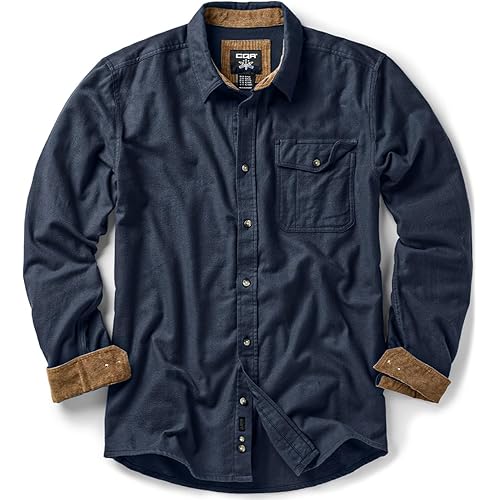 CQR Men's All Cotton Flannel Shirt, Long Sleeve Casual Button Up Plaid Shirt, Brushed Soft Outdoor Shirts