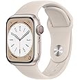 Apple Watch Series 8 GPS + Cellularモデル、41mmケース スターライトアルミニウムケースとスターライトスポーツバンド レギュラーを組み合わせたスマートウォッチ。フィットネストラッカー、血中酸素ウェルネスアプリと心電