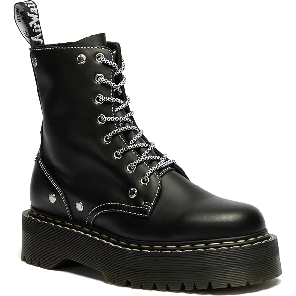 Dr. Martens Unisex 1460 Bex Zip Boot, Black - White Stitch
