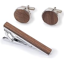 Amazon | ネクタイピン カフス セット ウッド カフリンクス