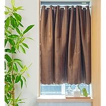 新品カフェカーテン2級遮光2枚ブラウン145cm
