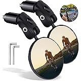 DFsucces 自転車バックミラー 凸面镜 丸型 360度回転可能 ロードバイク バックミラー 広視野角 事故防止 取り付け簡単（2個セット）