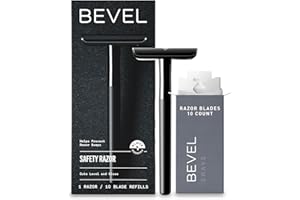 Bevel Safety Razor with Brass Weighted Handle and 10 Double Edge Safety Razor Blade Refills, Single Blade Razor for Men, Desi