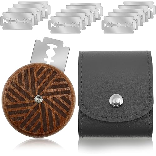 Wood Bread Lame Slashing Tool with 15 Blades and 1 Leather Bag Handmade Dough Scoring Knife Multipurpose Sourdough Scoring To