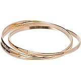 GUESS Basic Gold 3 Piece Interlocking Bangle Bracelet, One Size, Metal, no Gemstone