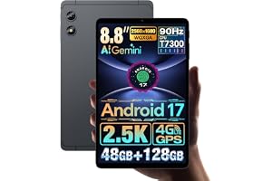 Android 17 タブレット TECLAST T60Mini タブレット8.8インチ 2560×1600 T7300 8コア 4G LTE GPS | 48GB+128GB+2TB拡張 2.5K 90Hz画面 5GHz WiFi Widevine