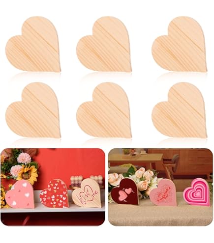 Amazon.co.jp: 8インチ 4個パック 厚い木製ハート クラフト用 自立型