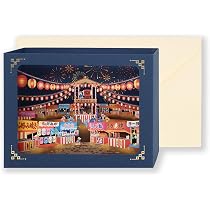 Amazon | 夏カード 夏祭り 盆踊り 屋台 花火｜ポップアップ レーザー