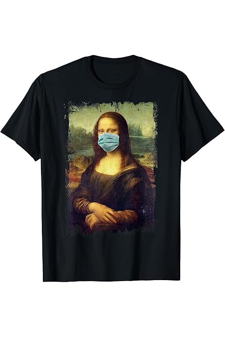 Amazon | マスク付きモナリザ面白い有名な絵画検疫 Tシャツ | Tシャツ 