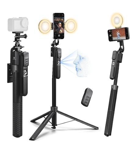 Amazon.co.jp: 【最新AI自動追跡】スマホ三脚 自撮り棒 三脚一体型 360