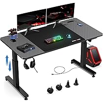 ゲーミングデスク 電動昇降式 メモリー機能 pcデスク コンセント付き ブラック Amazon | UPHYB ゲーミングデスク 電動 昇降式デスク USB×コンセント