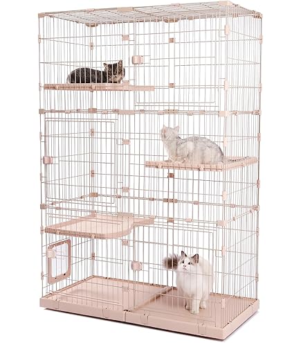 タンスのゲン ハピネコ キャットケージ 2段 プラスチック製 Amazon | タンスのゲン 猫ケージ 2段 幅90×奥行62×高さ114cm 2面扉付き