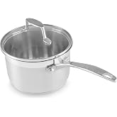 Scanpan Impact Stainless Steel Saucepan w/Glass Lid, 16 cm/1.8 Litre | Cerfified Recycled Stainless Steel, Induction Compatib