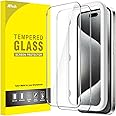 JEDirect iPhone 15 Pro (6.1 inch) Protective Film Bubble Free Tempered Glass Film with Guide Frame No Interference Case HD Clear 2 Pack