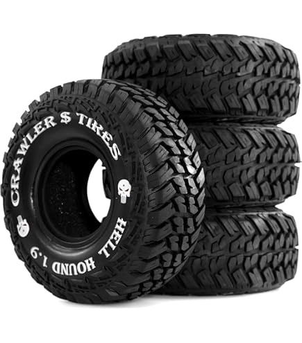 1/10用1.9インチ クローラータイヤ8本セット ホイール・インナースポンジ付 Amazon | Katigan 4ピース 1.9インチ 96mm 1/10スケールタイヤ