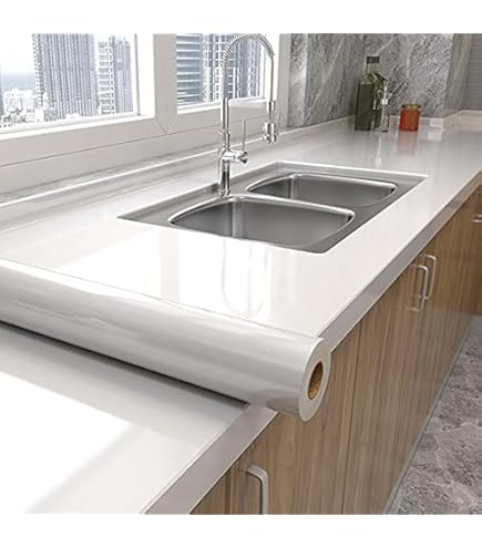 Amiya Grey Glossy Contact Paper – Shiny Peel And Stick Wallpaper, Self-Adhesive Vinyl Wrap For Countertops, Furniture, Cabinets, Waterproof & Removable, 15.7" X 78.7" Roll