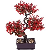赤い人工盆栽 中型 モダン 赤い人工盆栽 中型 モダン