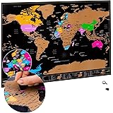 Scratch Off World Map with all U.S States | Large 28 x 17 inch Where I’ve Been Map - Map of the World Poster + BONUS Accessor