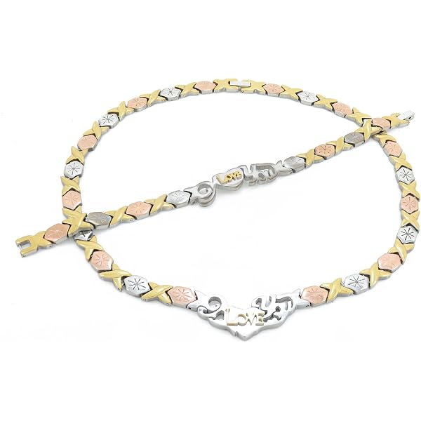 Women's XOXO Hugs & Kisses Necklace And Bracelet Set - Stainless Steel Gold/Silver Heart Jewelry - View #6