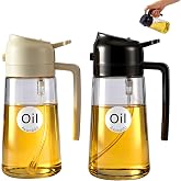 Rngeo 2 Pack Oil Sprayer for Cooking, 2 in 1 Olive Oil Dispenser Bottle for Kitchen, 16oz/470ml Oil Dispenser Bottle, Food-gr