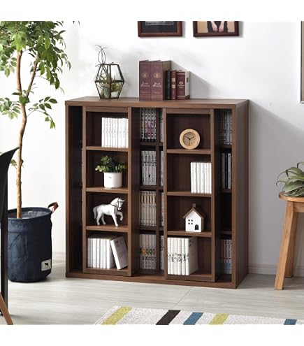 Amazon｜本棚 幅約120×奥行約34×高さ約92.2cm スライド棚 オープン